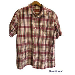 Ralph Lauren Polo Jeans Shirt Adult Large Red White Plaid Button Up Casual Mens